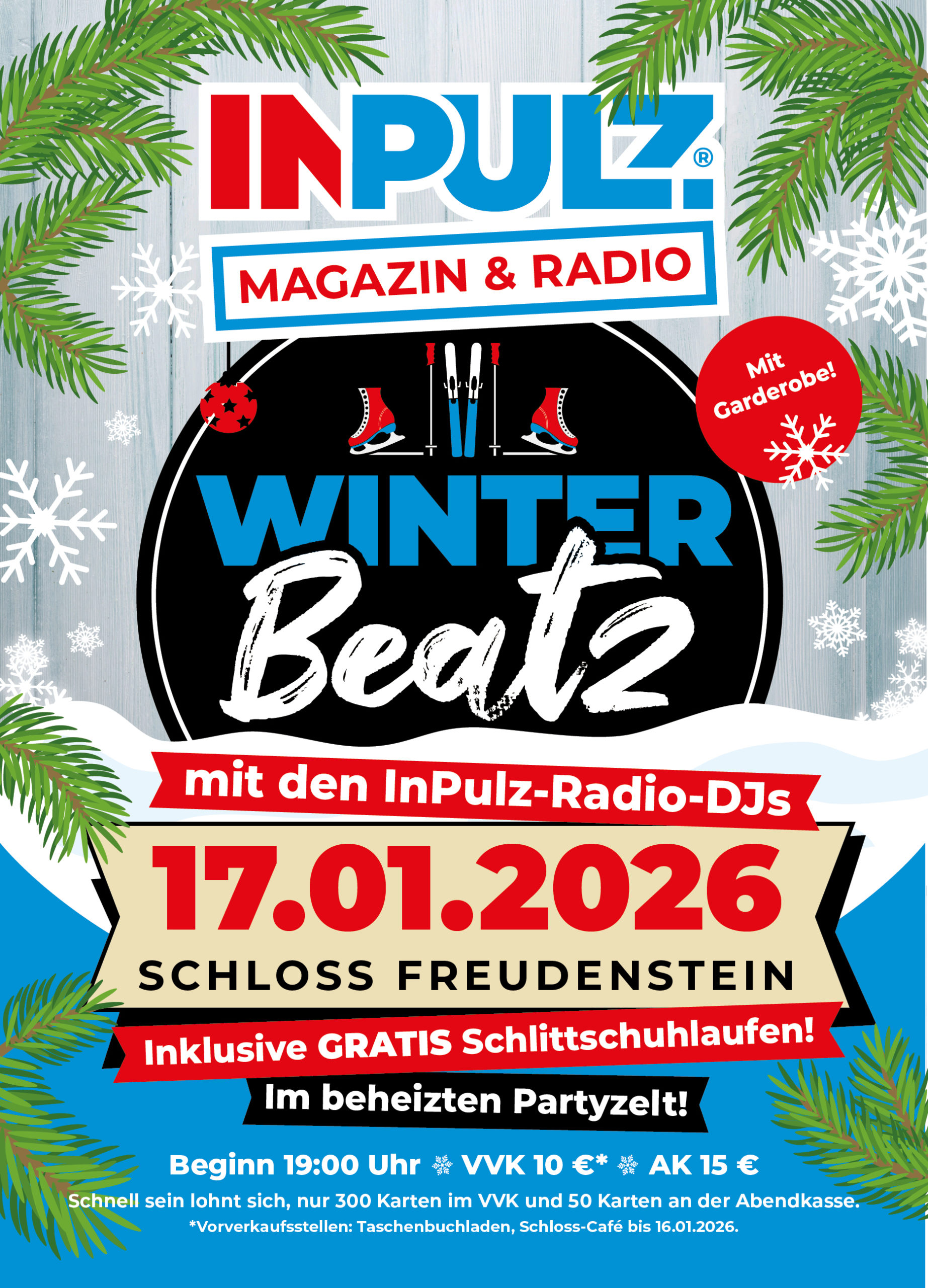 Du betrachtest gerade InPulz Winter Beatz 2026 am Sa, 17.01.2026 – ab 19 Uhr – Schloss Freudenstein