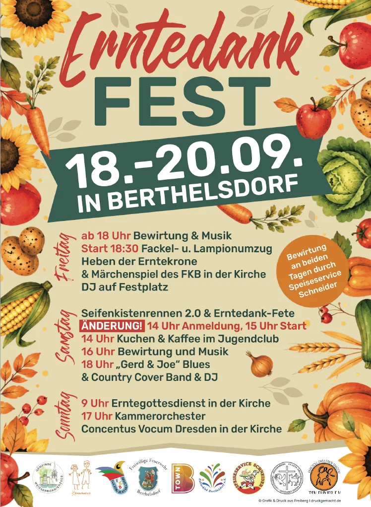 Erntedankfest vom 18.09.26 bis 20.09.26 in Berthelsdorf